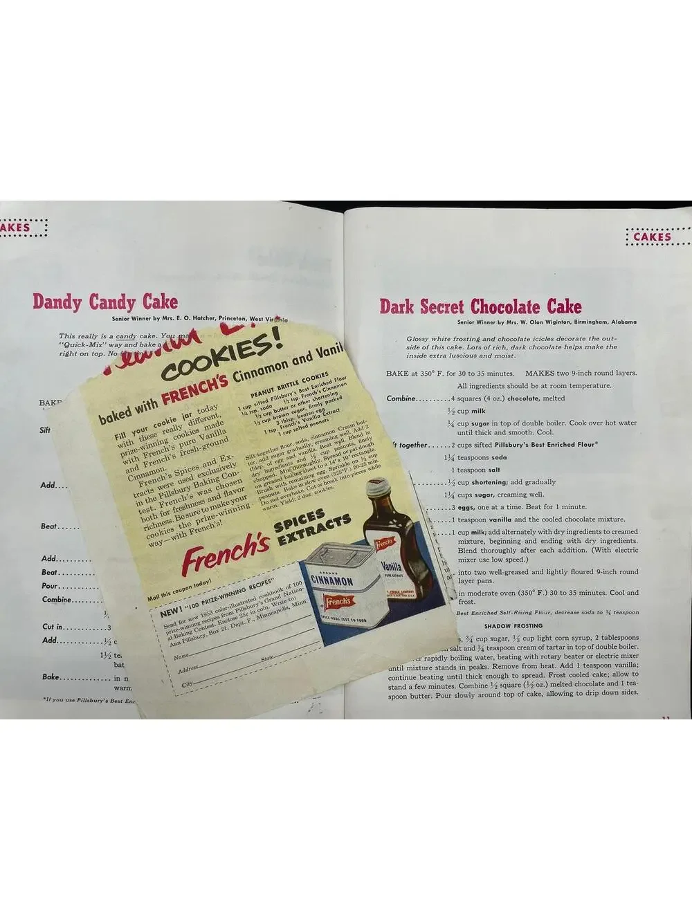 Vintage 1952 Pillsbury Cookbook: 3rd Grand National, 100 Prize Recipes